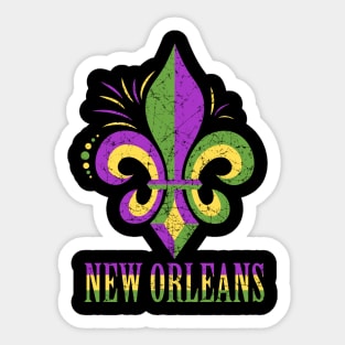 Distressed New Orleans Fleur De Lis long Sticker